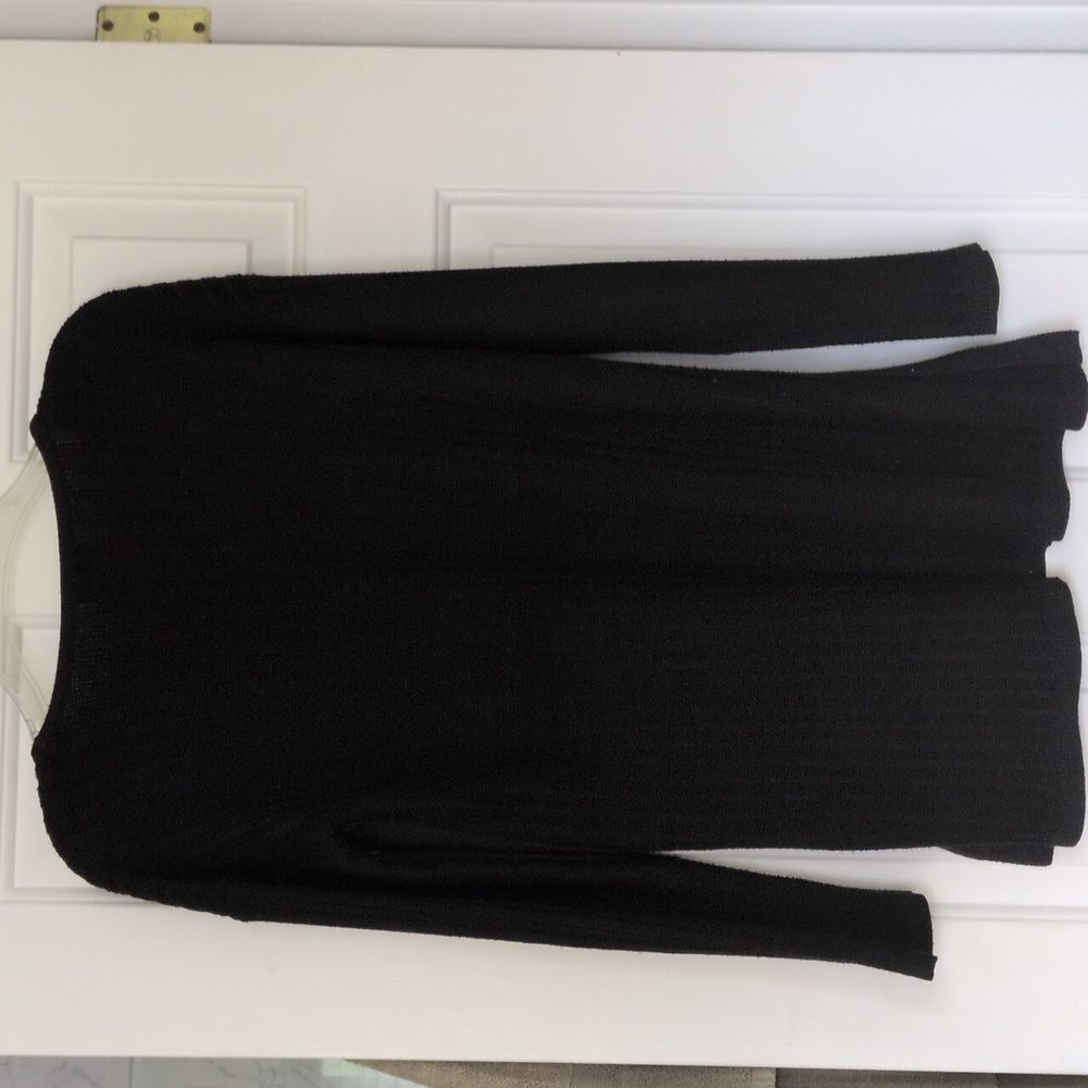 Smartwool Shadow Pine V Neck Sweater Womens Size Small Tunic Length Black Ribbed - Picture 5 of 9